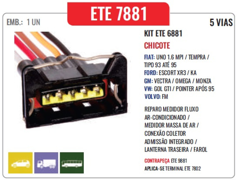 CHICOTE 5V F GOL / VECTRA / UNO / VOLVO FM | SPAR